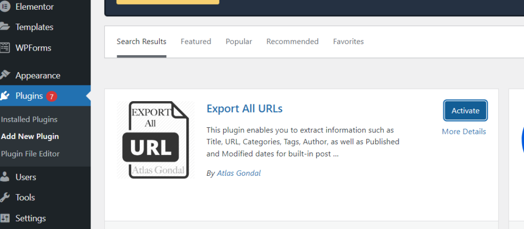 exports all WordPress URLs